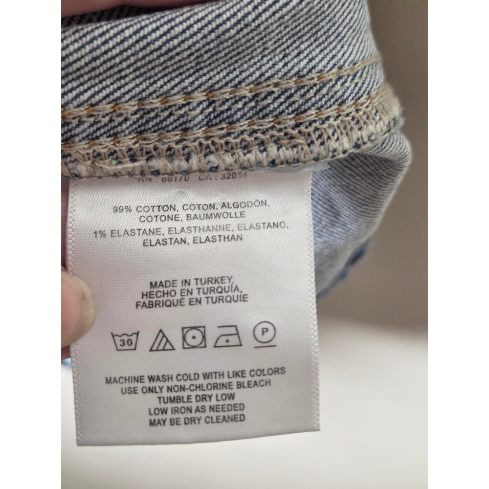 Pilcro and the Letterpress Anthropologie Denim Pencil Skirt Front Slit Size 8 - Picture 8 of 10
